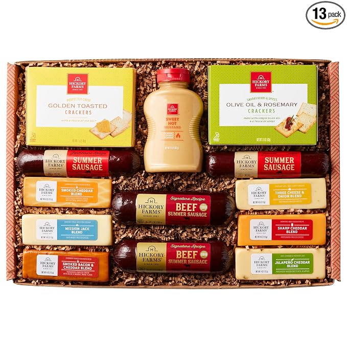 Hickory Farms Party Gift Basket- Meat and Cheese Food Gift Box (Extra Large) | Charcuterie Board Food | Summer Sausage | Father's Day | Mother's Day | Easter | Christmas | Holiday | Housewarming | Gourmet | Sympathy | Care Package