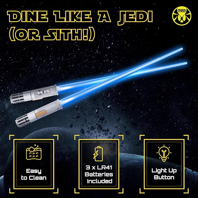 Lightsaber Chopsticks Light Up Star War Chopstick Light Up Mini Light Saber Chopsticks for Adults Cool Chopstick Light Saber Sticks Led Chop Sticks Jedi Stix 1 Blue Pair
