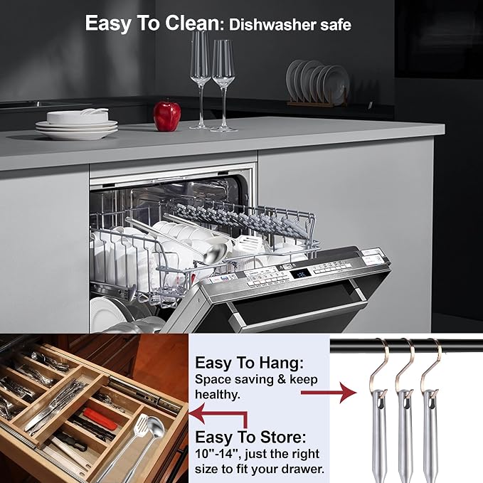 Stainless Steel Kitchen Utensils 12 Pcs, Small Cooking Utensils Set | Dishwasher safe; 304-Healthy; One piece-sturdy; Fits for person new to cooking; Perfect for a B&B or rental or camper