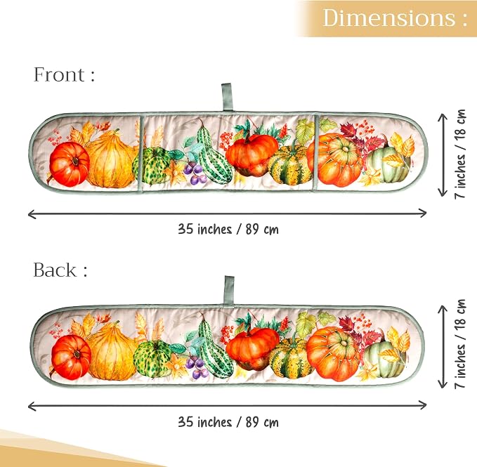 Maison d' Hermine Double Oven Mitts 100% Cotton Double Oven Glove (7"x35") | Heat Resistant BBQ Cooking Gloves with Loop Baking Kitchen Home Hotel Farmhouse Thanksgiving Christmas - Lumina