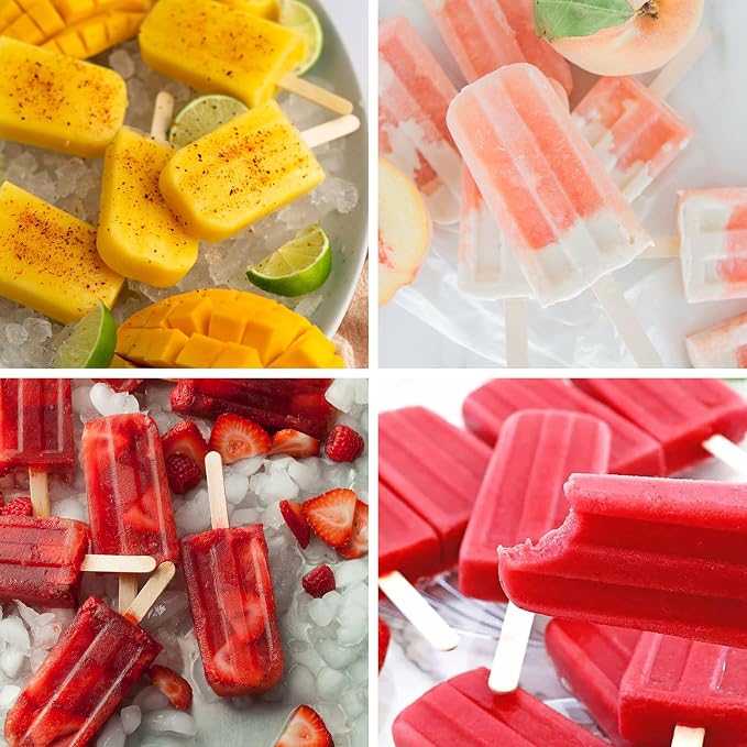WMKGG Popsicle Silicone Molds Set, 2 PCS Ice Cream Molds with 50 Wooden Sticks for Cake Pop, Ice Pop, Cakesicles (White)
