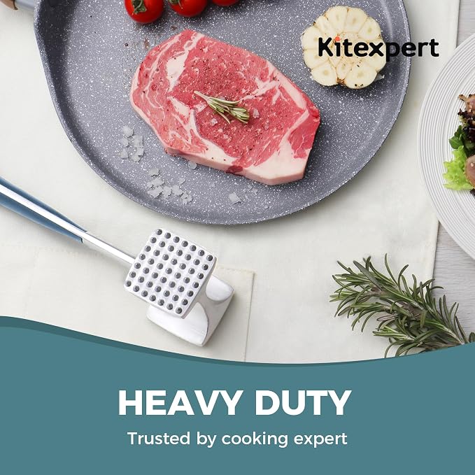 KITEXPERT Meat Tenderizer Hammer with Comfortable-Grip Handle, Dual-side Mallet for Kitchen, Heavy Duty Pounder For Tenderizing Steak, Beef and Fish, Blue