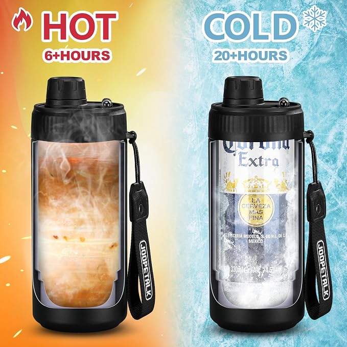JOOPETALK Universal Can Cooler with Lid Fits All 12oz Cans& Bottles, 100% Leak-Proof Water Bottle, 4-in-1 Insulated Can Cooler for Beer, Soda & Energy Drinks, Dishwasher Safe