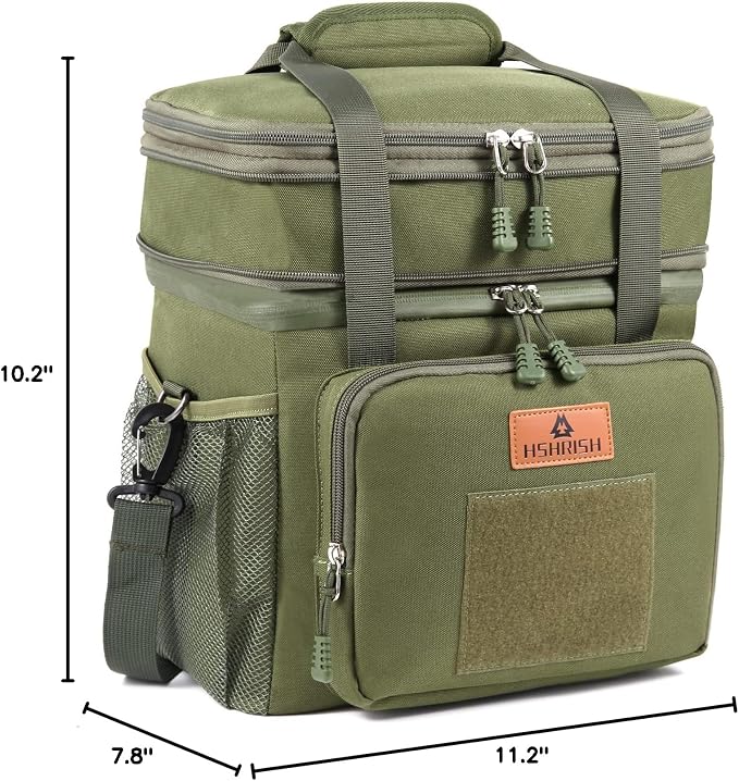 HSHRISH Expandable Large Tactical Lunch Box for Adults, Durable Insulated Lunch Bag with Lots of Storage Space, Cooler Bag for Men Women Work Outdoor Picnic Trip, 16 L, Black