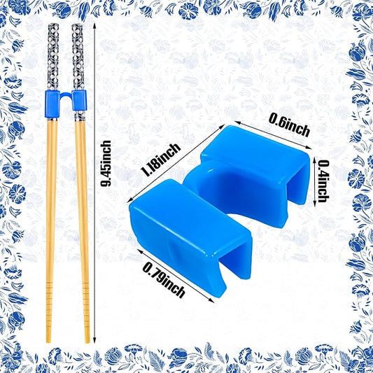 5 Pairs Reusable Chopsticks Helpers Training Chopstick for Beginner Replaceable Practice Chopsticks Non-slip Training Chopstick for Adults Learner(Wood,Blue)