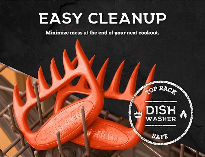 Bear Paws Meat Claws - The Original BBQ Meat Shredder Claws - Orange | Shredder Claws for Pulled Pork, USA Made - Easily Lift, Shred, Pull and Serve Pork, Chicken, Brisket and Turkey