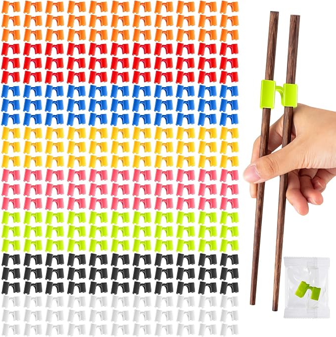 1000 Pcs Reusable Chopsticks Helper Multicolor Plastic Practice Chopstick Trainer Hinges Connector Training Chinese Chop Non Slip Stick Helper for Adult Learner Beginner