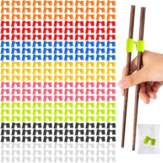 1000 Pcs Reusable Chopsticks Helper Multicolor Plastic Practice Chopstick Trainer Hinges Connector Training Chinese Chop Non Slip Stick Helper for Adult Learner Beginner