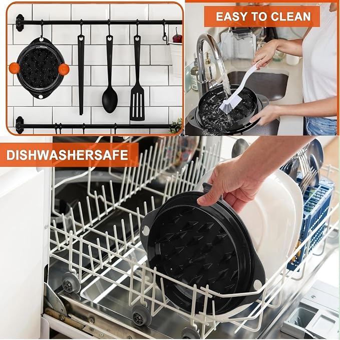 Chicken Shredder Tool Twist Pro - Large Meat Shredder for Chicken Breast, Pulled Pork, Beef with Upgraded Stainless Steel Spikes Wall Mounted Design BPA-Free Kitchen Essentials Gadgets (Orange/Black)