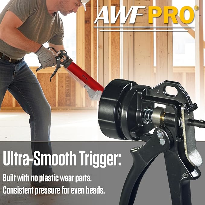 AWF PRO Sausage Caulking Gun 20 oz, 25:1 Thrust Ratio, Pack of 12 | 20 oz Foil Pack and 10 oz Cartridge Convertible, Aluminum Barrel, Includes 3 Tips