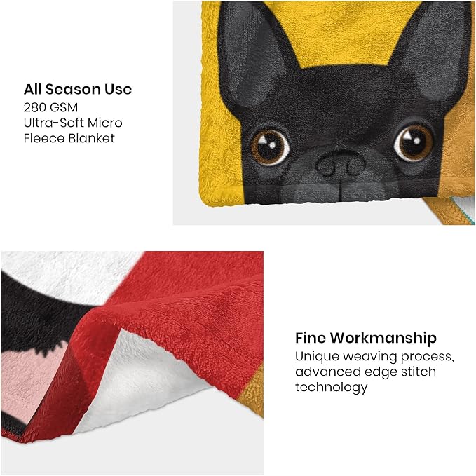 Boston Terrier Throw Blanket 50x60 Inches - Soft Flannel Blankets for Adults - Cute Dog Blanket for Couch & Bed - Boston Terrier Gifts for Women & Men - Pet Lover Home Decor