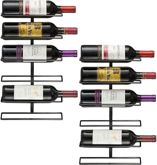 Sorbus Wall Mount Wine Rack – Holds 6 Bottles – Black Metal Wine Bottle Holder for Wall, Modern Wine Rack for Home Bar, Kitchen