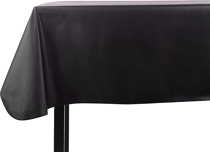 Yourtablecloth Heavy Duty Vinyl Rectangle or Square Tablecloth – 6 Gauge Heavy Duty Tablecloth – Flannel Backed – Wipeable Tablecloth with Vivid Colors & Many Sizes 60 x 120 Black