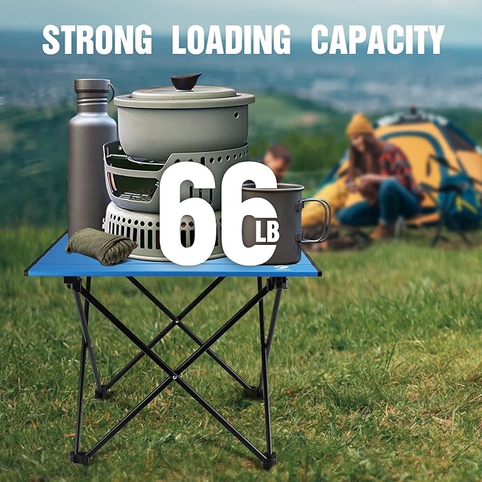 VILLEY Portable Camping Side Table, Ultralight Aluminum Folding Beach Table | Lightweight & Portable, Aluminum Folding Table with Carry Bag for Camping, Outdoor Cooking, Beach, Picnic, Boat & Travel