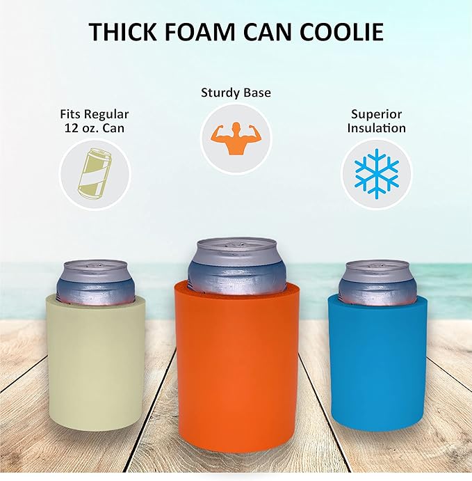 Blank Thick Foam Old School Can Cooler (12 Pack, Kelly Green)