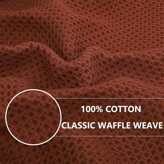 Homaxy 100% Cotton Waffle Weave Kitchen Dish Cloths, 7-Pack, Rust | 12 x 12 Inches, Ultra Soft Absorbent Dish Towels, Quick Drying Dish Rags with Hanging Loop