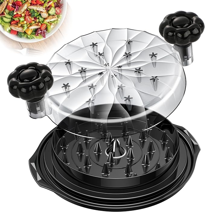 Chicken Shredder Tool Twist Large - Meat Shredders for Chicken Breast | 10'' Pro Visible Kitchen Gadgets Grinder Machine with Brush,Strong Anti-Slip Strip,Ergonomic Handle,BPA Free (black lid)