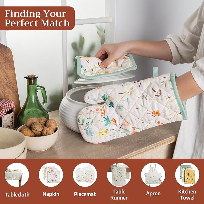 Maison d'Hermine Pot Holders 100% Cotton Heat Resistant Potholders 8" x 8" Hot Pads with Loop BBQ, Cooking, Baking, Grilling, Kitchen, Handling Hot Pans Spring/Summer (Pack of 1, Colmar) | Heat Resistant Hot Pads with Loop BBQ Cooking Baking Farmhouse ...