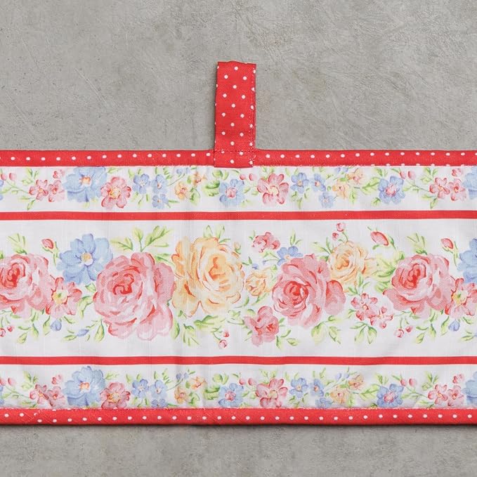 Maison d' Hermine Double Oven Mitts 100% Cotton Double Oven Glove (7"x35") | Heat Resistant BBQ Cooking Gloves with Loop Baking Grilling Kitchen Hotel Home Farmhouse Spring Summer - Vintage Floral