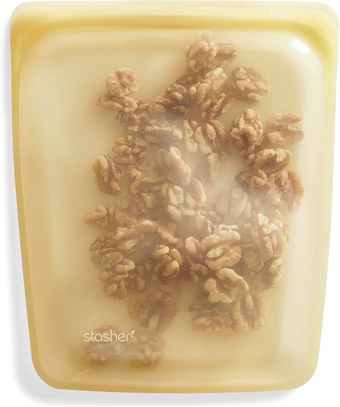 Stasher Premium Reusable Half Gallon Silicone Bag, Yellow, 64 oz | Food-Safe Silicone, Eco-Friendly, Reusable Freezer Bags, Microwave, Dishwasher, Oven Safe, Sous Vide, Meal Prep, Bulk Storage