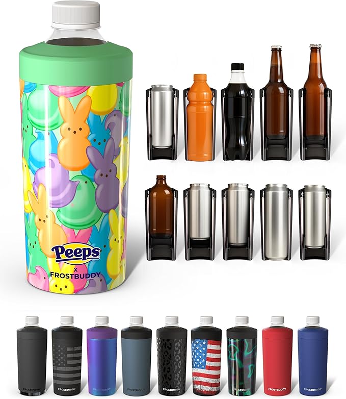 Frost Buddy XL Can Cooler - Fits 12-24 oz Cans (Party Peeps) | Cold for 12+ hours | No condensation | Fits slim & big cans | Durable, portable design