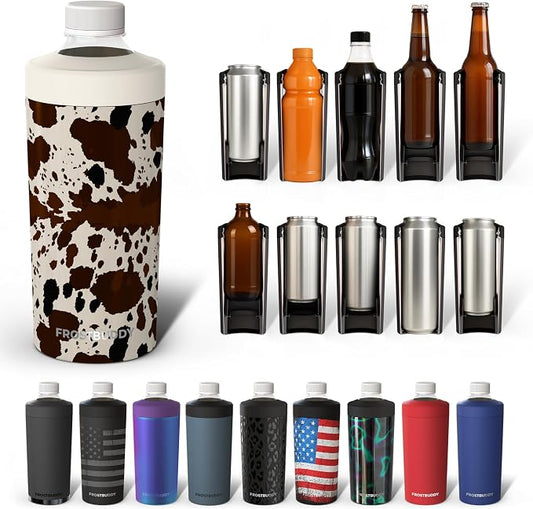 Frost Buddy XL Can Cooler - Fits 12/16/20/24 oz Cans & Bottles (Cowabunga) | Keeps drinks chilled 12+ hrs | No sweat, no condensation | Fits slim & standard cans | Durable, portable design