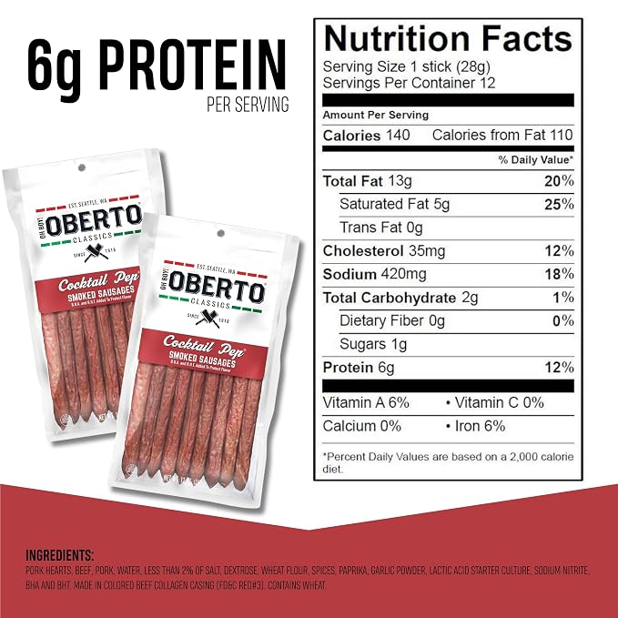 Oh Boy! Oberto Classics Cocktail Pep Smoked Sausages, 12 Ounce