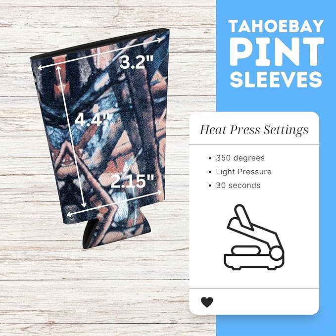 TahoeBay Blank Pint Glass Sleeves, Beer Coolers, 6-Pack, Camo | Insulating Foam Cooler, 16oz Collapsible Tapered Beverage Holder, Bar Cup Insulator for Transfer Vinyl, HTV, Sublimation, DTF
