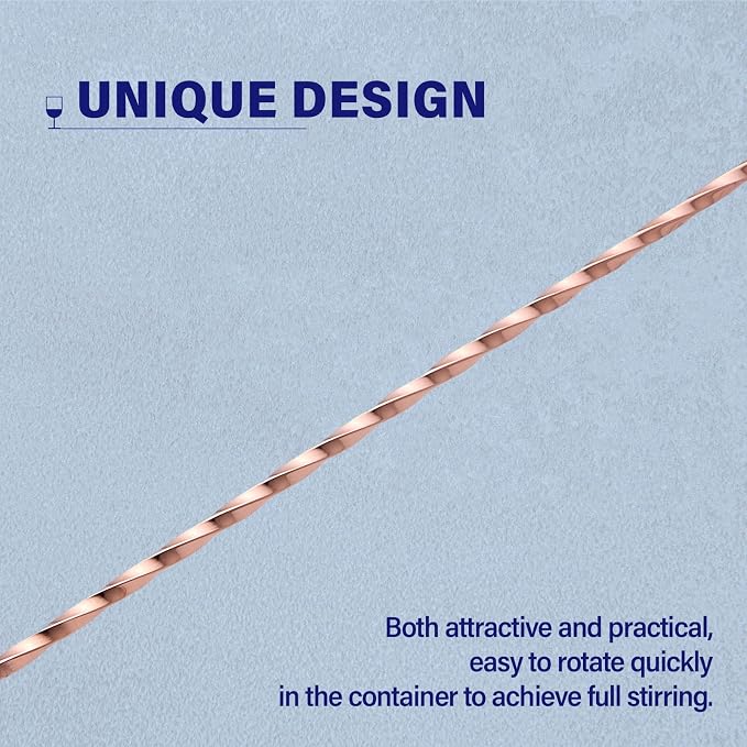 2 Pcs 12 Inches Bar Spoon, Long Handle Mixing Stirrers for Drink, Briout Stainless Steel Bar Cocktail Shaker Spoon, Rose Gold