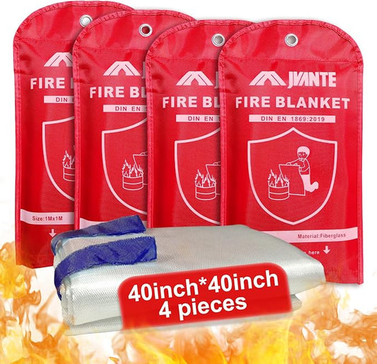 Emergency Fire Blanket-4 Pack for Home and Kitchen - 40"x40" Fiberglass Fire Blankets for Emergency Survival Safety (1m-4pack)