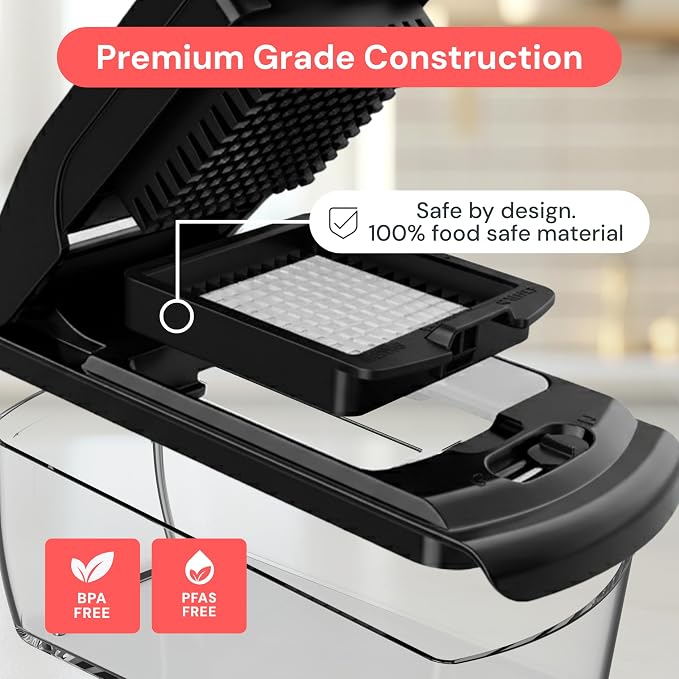 Fullstar Pro Original Vegetable Chopper & Mandoline Slicer Kitchen Gadget | 6 in 1 Veggie Slicer, Onion & Fruit Cutter with Sharp Stainless Steel Blades & Container, All-in-One Meal Prep Tool (Black)