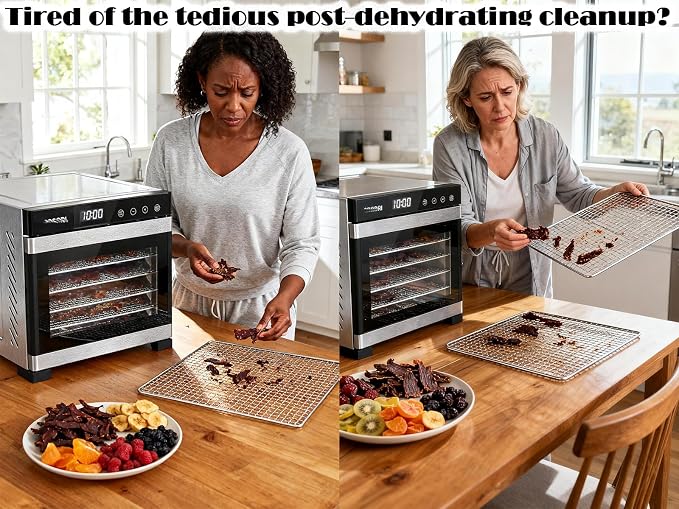 BPA-Free Silicone Dehydrator Tray Liners for Cercker, 12.5x9.8 inch 14-pack | Non-stick Dehydrator Tray Liners Help Stop Dried Food From Sticking, Lift Food Intact, and Cut Cleanup Time - Dishwasher Safe
