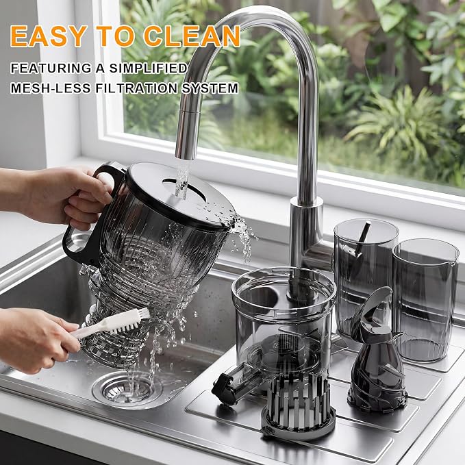 300W Cold Press Juicer with 5.8" Extra-Large Feed Chute | Slow Masticating Juicer Machines for Fruits and Vegetables, High Juice Yield, Easy to Clean, Family Use, BPA Free