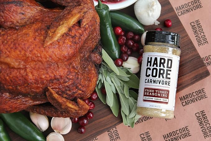 Hardcore Carnivore Limited Edition Fried Turkey Seasoning for Poultry, 11oz | Sage, Jalapeno and Garlic Deliver Savory Holiday Flavor. Great for Turkey, Chicken and Side Dishes. MSG-Free & Gluten Free