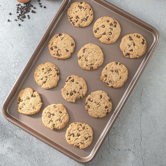 HAPPIELS Nonstick Non-Toxic 18-inch Half Baking Sheet 2-Pack | Premium Extra Thick Sheet Pan | Warp Resistant Large Cookie Sheet