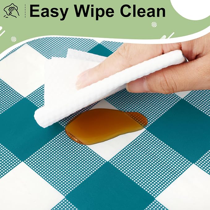 4 Packs Buffalo Disposable Table Cloth, 54 x 108 Inch Waterproof Plastic Tablecloth, Rectangle Turquoise and White Checkered Table Covers for Picnic, Birthday, Party, Back to School