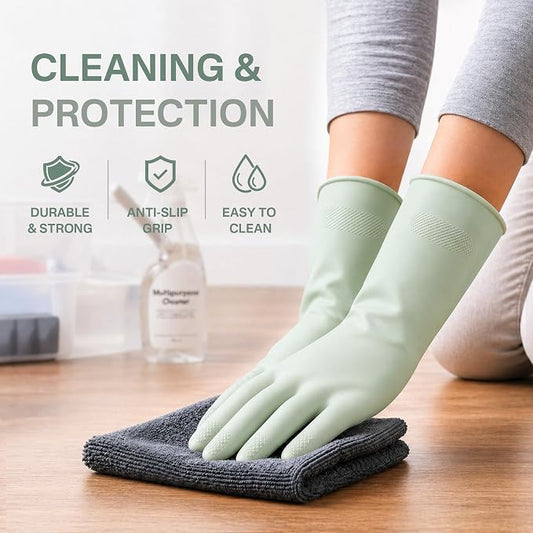 3 Pairs Dishwashing Gloves, Reusable Dish Gloves for Household Cleaning, Waterproof Rubber Dish Washing Glove