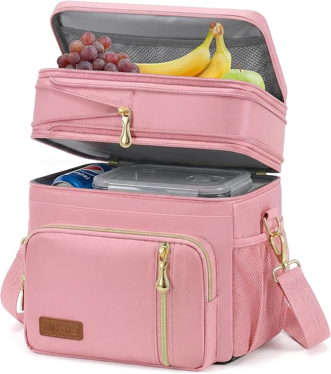 MIYCOO Lunch Bag for Women & Men, Expandable Double Deck Lunch Box, 15L | Leakproof & Waterproof, Portable, Large Soft Insulated Cooler bag for Adult, Work, Camping, Beach, Picnic, Travel