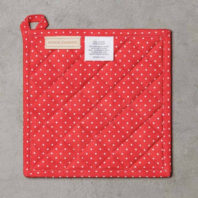 Maison d' Hermine Pot Holders 100% Cotton Potholders (8" x 8", Pack of 1) | Heat Resistant Hot Pads with Loop BBQ Cooking Baking Farmhouse Kitchen Handling Hot Pans Spring Summer - Vintage Floral