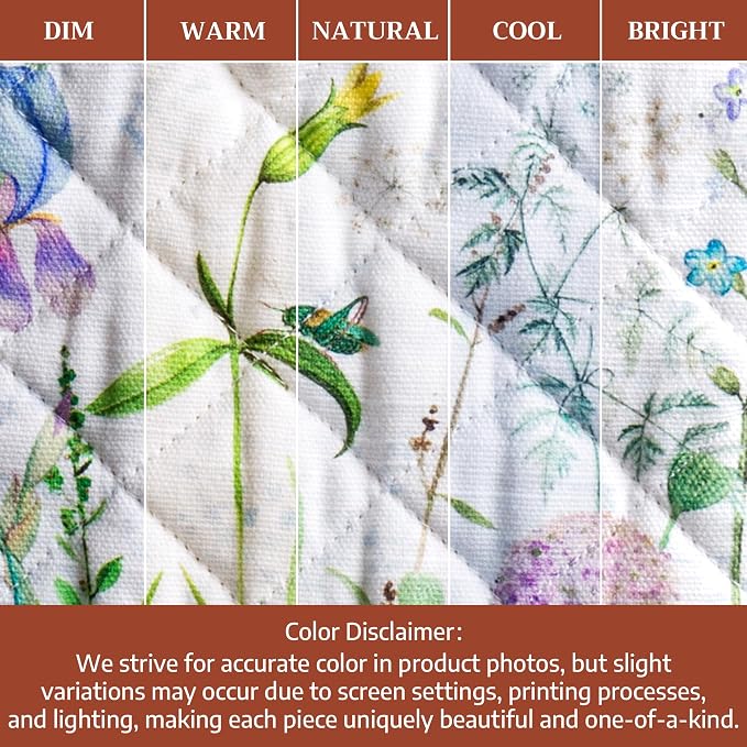 Maison d'Hermine Oven Gloves 100% Cotton Oven Mitt (7" x 13", Pack of 1) | With Loop Heat Resistant BBQ Cooking Gloves Baking Grilling Kitchen Handling Hot Pans Spring Summer - Fleurs De Mai