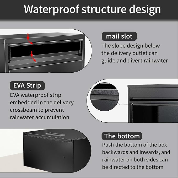 Wall Mounted Locking Mailbox for Outside, Heavy Duty Steel | Large capacity wall mounted mailbox, fits letters, magazines, parcels, waterproof design with secure lock