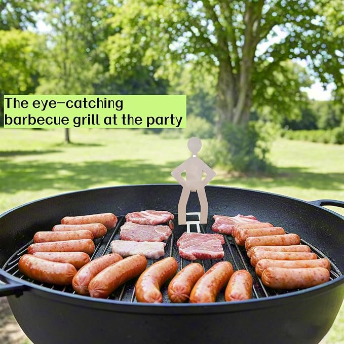 4 PCS Funny BBQ Stand Man Hot Dog Holder-Reusable Stainless Steel Hotdog and Sausage Stand-Portable Hot Dog Roaster-Barbecue Grill Accessories-Ideal For Camping And Party Gifts