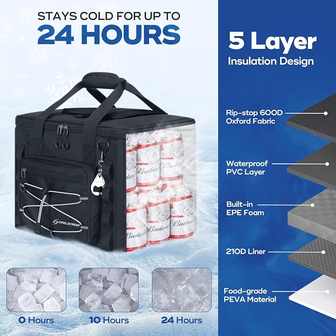 Maelstrom 30/40 Can Soft Cooler Bag, Leakproof Insulated Ice Chest | 24h Cold (With Ice), 5-Layer Insulation, Multi-Pockets ,Lightweight,Perfect For Camping, Beach, Hiking, Kayaking, Road Trips