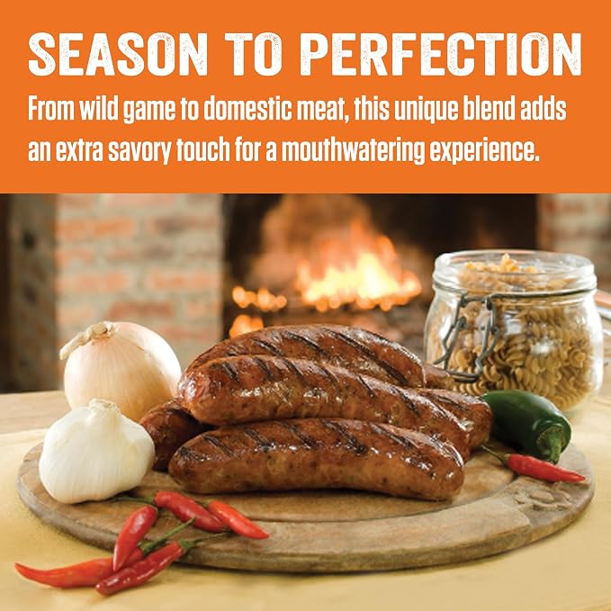 LEM Products Backwoods Garlic Chili Pepper Fresh Sausage Seasoning, 15 oz | Pre-Measured Seasoning for Wild Game and Domestic Meat, Seasons Up to 25 Pounds of Meat for Homemade Sausages