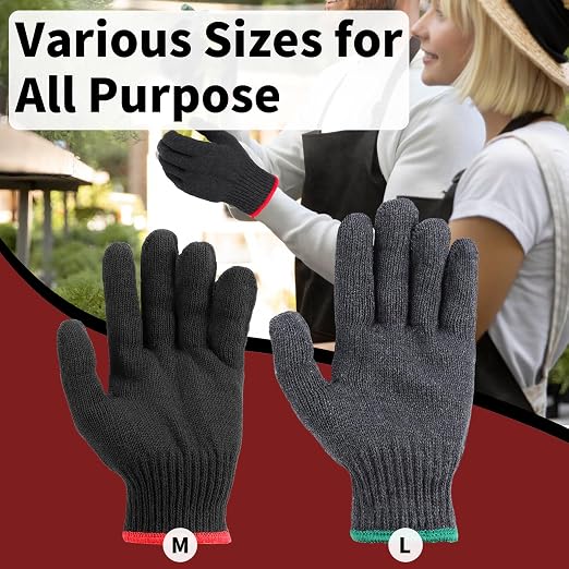 12 Pairs Black Gloves Men Women, Cooking Gloves for BBQ, Cooking, Grilling, Oven, Heat Resistant, Mechanics, Welding, Gardening Field Dressing Safty Work Gloves Bulk, Medium
