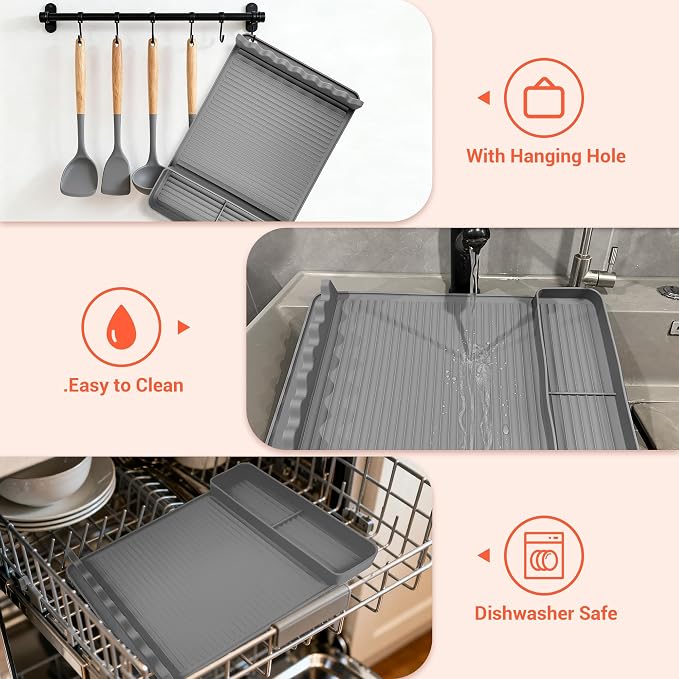 Heat Resistant Silicone Grill Mat for Blackstone - 2Pack 16x11.5'' Non-Slip BBQ Tool Mat, Outdoor Cooking Camping & Tailgating, for Men Grilling（Grey）