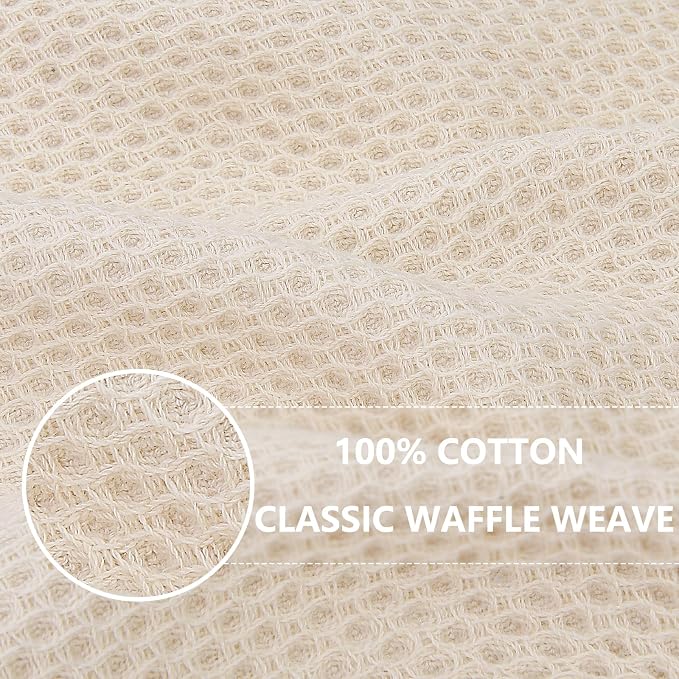 Homaxy 100% Cotton Oversized Waffle Weave Kitchen Towels, 5-Pack, Beige | 20 x 28 Inches, Ultra Soft Absorbent Dish Towels, Quick Drying Large Cleaning Towels