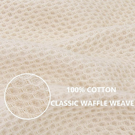 Homaxy 100% Cotton Waffle Weave Kitchen Towels, 5-Pack, Beige | 13 x 28 Inches, Ultra Soft Absorbent Dish Towels, Quick Drying Cleaning Towels