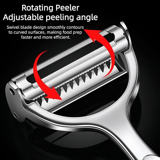 Multifunction Vegetable Peeler Julienne Peeler for Kitchen | stainless steel 2 in 1 julienne vegetable peeler for potato ，cabbage，carrot，cucumber，fruit