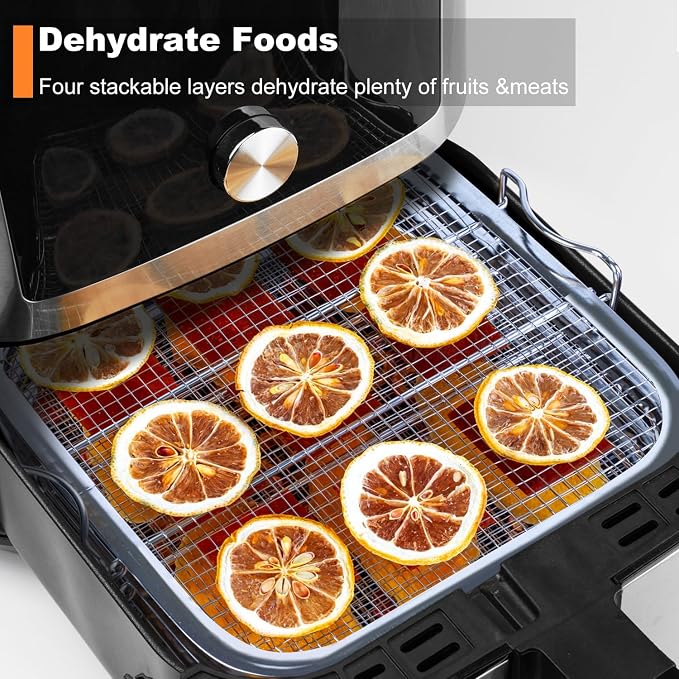 SICHEER 4-Tier Stainless Steel Dehydrator Rack for Instant Vortex Plus 6QT | Compatible with Ninja Foodi Grill & Chefman 8QT Air Fryer, Food-Grade 304 Stainless Steel, Stackable Design